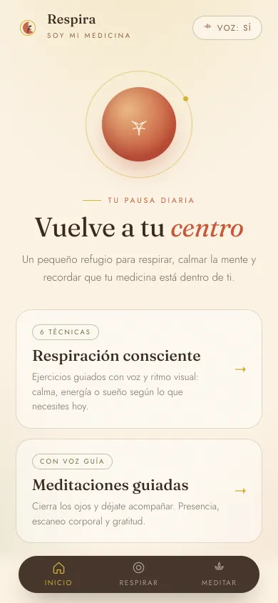 App Respira de Soy mi Medicina en un móvil