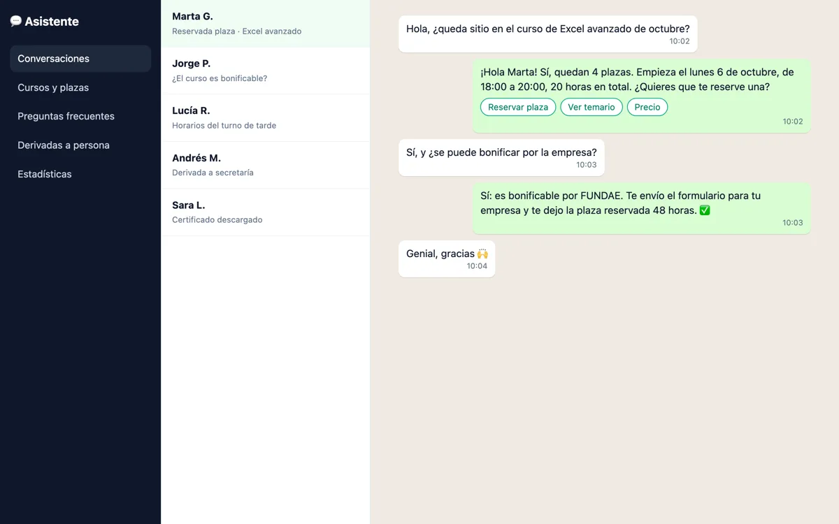 Captura de Asistente de IA en WhatsApp en ordenador